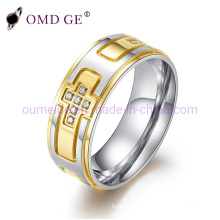 Gold Cross Jewelry Diamond Steel Ring for Men